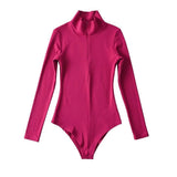 Women T-Shirt High Collar Half Zipper Stretch Slim Fit Long-Sleeved T-shirt