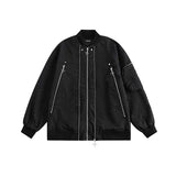 Unisex Jacket Autumn Strong Wrinkle Multi-Zipper Coat