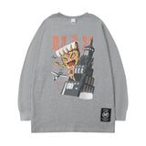 Men Long Sleeve Shirt Personality Cartoon Printed Loose Long Sleeves T-shirt Men's and Women's Tops