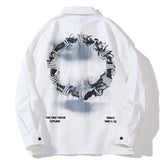 Men Long Sleeved T Shirt Letter Printed Long Sleeve Shirt Men's Spring and Autumn Leisure Loose Outer Shirt