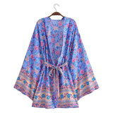 Women T-Shirt Printed Belt Coat Cardigan