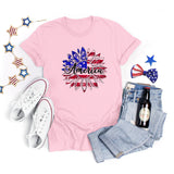 National Flag Day T Shirts Summer Women's Short Sleeve T-shirt Independence Day round Neck