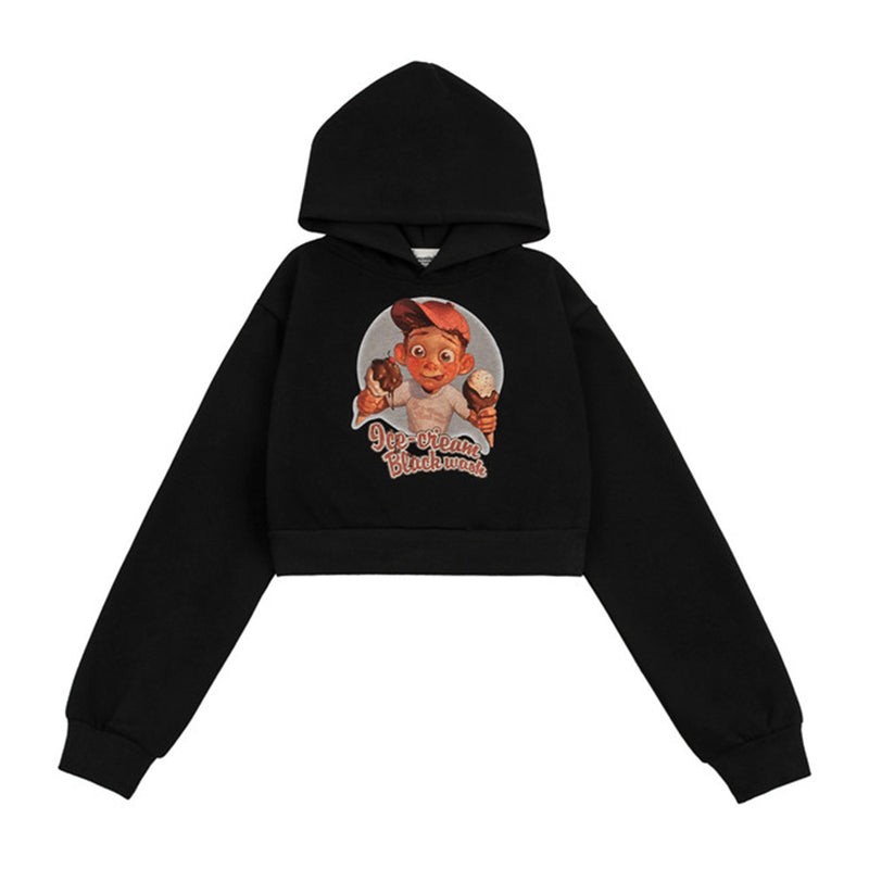 Women Hoodie Printed Cropped Hoodie Women's Autumn Casual Hoodie