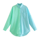 Women's T-Shirt Long Sleeve Loose Color Matching Shirt