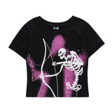 Women T-shirt Printed Short-Sleeved T-shirt Casual Summer round Neck Cotton