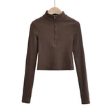 Women T-shirt Autumn and Winter Long Sleeves Knitted Top Women's T-shirt Solid Color Bottoming Shirt