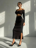 Women Sweater Dress Knitting Suit Autumn and Winter Women's Clothing Long Sleeve Sweater Dress