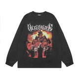 Men Long Sleeve Shirt Printed Washed Long Sleeve Bottoming T-shirt for Men and Women