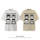 American vintage street T-shirt cartoon character print men loose half sleeve