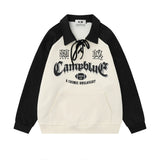 Men Hoodie Contrast Color Long Sleeves Polo Shirt Men's Loose Lapels Sweater