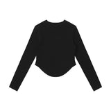 Women Long Sleeve T-Shirt Short T-shirt Women's Street round Neck Fashion Brand Casual Spring and Autumn