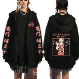 Men Women Anime Zip Hoodie Demon Slayer Graphic Print
