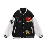 Varsity Jacket Vintage Autumn Wine Red Baseball Uniform Men's Loose