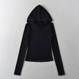 Women T-shirt Hooded Bottoming Shirt Women's Autumn Long-Sleeved Top T-shirt