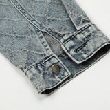 Men Denim Jacket Washed Do the Old Cowboy Sweatshirt Plaid Stitching Design Hooded Pullover