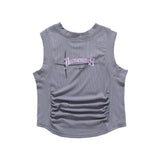 Women Vest Letter Print Short Vest for Girls Summer Sleeveless
