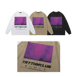 Men Long Sleeve Shirt Long Sleeve T-shirt Retro Loose Long Sleeve Men and Women