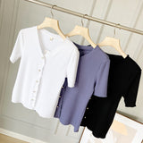 Women T-Shirt Women's Summer Fashion Short Sleeve Cardigan