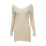 Women's Desses Women's Autumn and Winter Sexy V-neck Long Sleeve Knitted