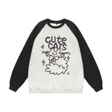 Men Hoodie Cartoon Cat Pattern Printed Sweater