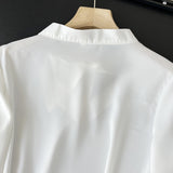 Women T-Shirt Autumn Korean Style Elegant Versatile Solid Color Top Shirt