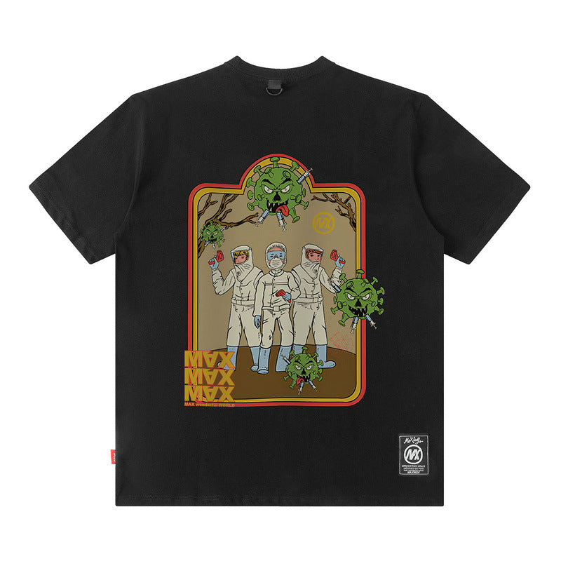 Men's T Shirt Printed Short-Sleeved T-shirt Men's and Women's Loose Style Ins Fashion Brand Loose