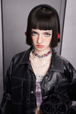 Unisex Jacket Fall Contrast Color Line Leather Coat Women's Clothing