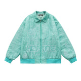 Graffiti Bomber Jacket Denim Jacket Men and Women Loose
