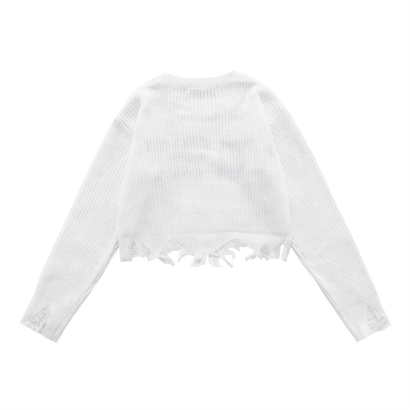 Women Sweater Short Sweater Girls' Casual Autumn round Neck Sweater
