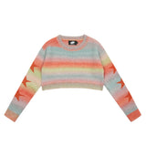 Women Sweater Short Sweater Casual Women's round Collar Star Long Sleeve Sweater