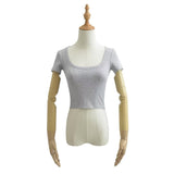Women T-Shirt Short Sleeve All-Matching Slim Fit Slimming Top
