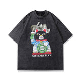 Men T Shirt Vintage Printed Distressed Washed Short Sleeve T-shirt Men and Women Vibe Style