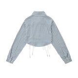 Women Long Sleeve Shirt Women's Plaid Long Sleeve Shirt Autumn Short Shirt