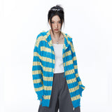Women Sweater Hooded Knit Cardigan Women's Loose Casual Sun-Proof Coat