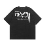 Men T Shirt Washed Printed Short-Sleeved T-shirt for Men and Women