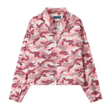 Men Denim Jacket Men's Loose Hole Denim Camouflage Coat