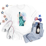 National Flag Day T Shirts Summer round Neck T-shirt Women's Short Sleeve Independence Day Women