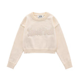Women Sweater Short Sweater for Girls Loose-Fitting Casual round-Neck Sweater