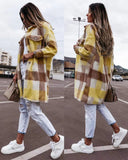 Plaid Trench Coat Autumn and Winter Women's Checked Woolen Coat Coat