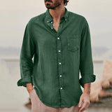Men Shirt Loose Long Sleeve Lapel Shirt Coat Men