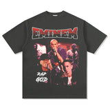 Detroit Eminem T Shirt Eminem Printed Retro Washed Old Cotton T Shirt