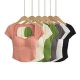 Women T-shirt T-shirt Summer Slim Fit Short Stitching Bottoming Shirt