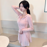Women Long Sleeve Shirt Women's Elastic Waist Short Loose