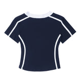 Women T-shirt Printed V-neck Short-Sleeved T-shirt Women's Summer Exposed Navel