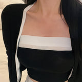 Women Long Sleeve Shirt Multicolor Vest Cardigan Jacket Spring Short Top