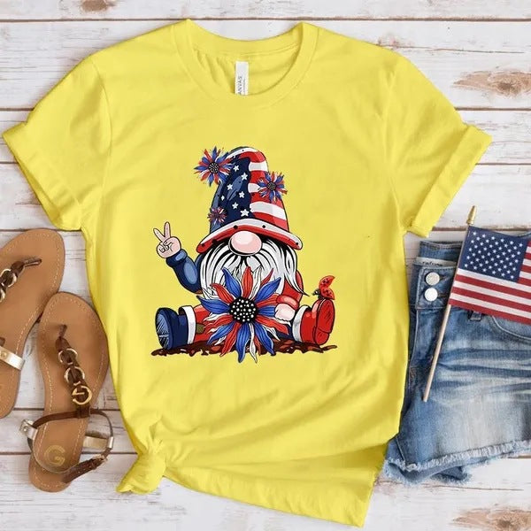 Women Independence Day T Shirt Crew Neck Short Sleeve T-shirt Top