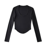 Women T-Shirt Female Spring and Autumn Solid Color Short-Sleeved T-shirt