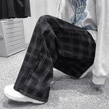Men Sweatpants Corduroy Plaid Pants Men Spring-Autumn Wide-Leg Pants