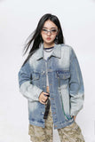 Unisex Jacket Autumn Gradient Pocket Denim Jacket Women's Clothing