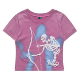Women T-shirt Printed Short-Sleeved T-shirt Casual Summer round Neck Cotton